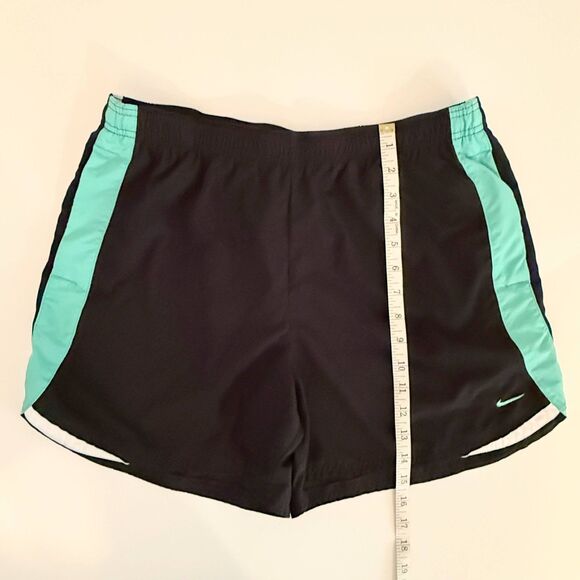 Nike Running Athletic Shorts Stretch Waist Active Workout Black Teal Women's L - Picture 4 of 8